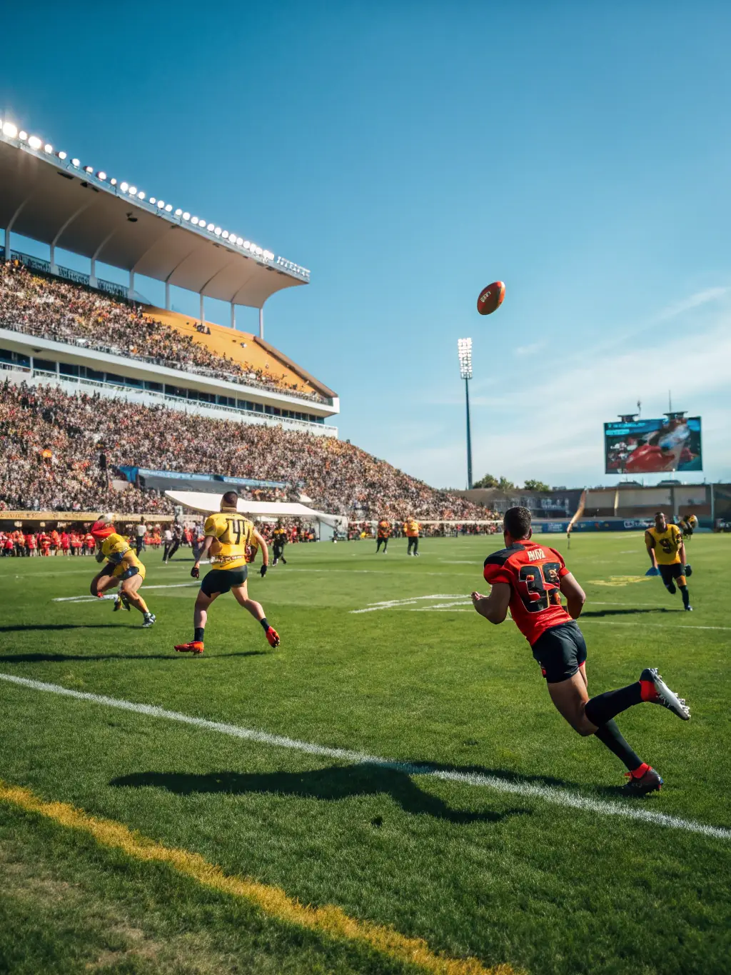 An action shot of a local football league match organized by FCBO FCB Les Olives, capturing the excitement and competitive spirit.