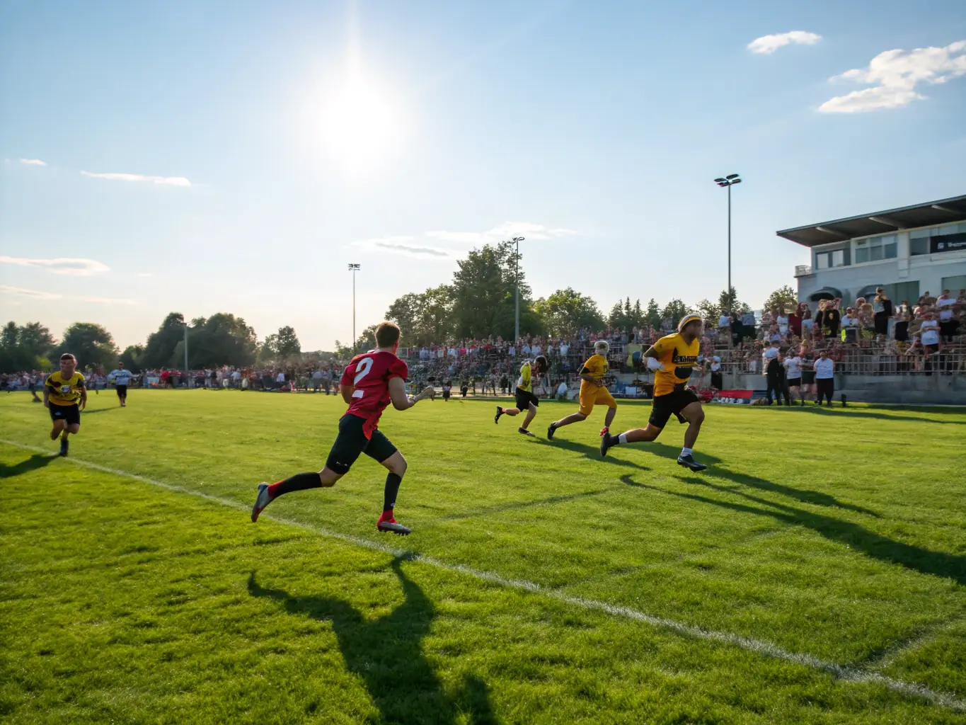 An engaging photo of a local football tournament organized by FCBO Les Olives, featuring teams competing and spectators cheering from the sidelines.